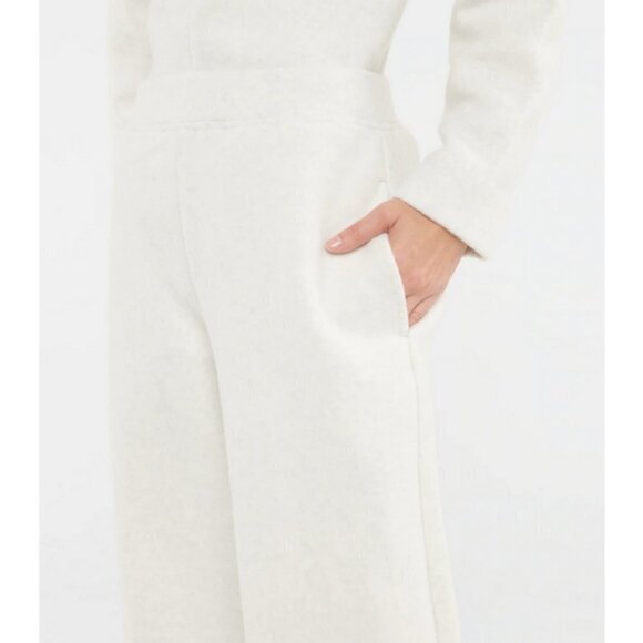 💕VINCE💕 Cotton-Blend Wide-Leg Fleece Trousers ~ White and Grey Melangé XL NWT - Picture 8 of 17